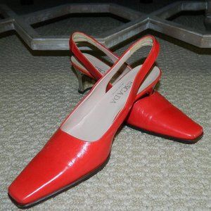 Escada Red Leather Classic Sling Back Pumps US 7